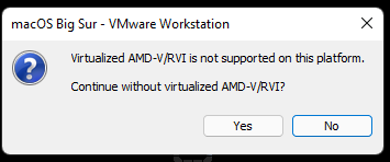 Running Free CML – Virtualized AMD-V/RVI is not supported message
