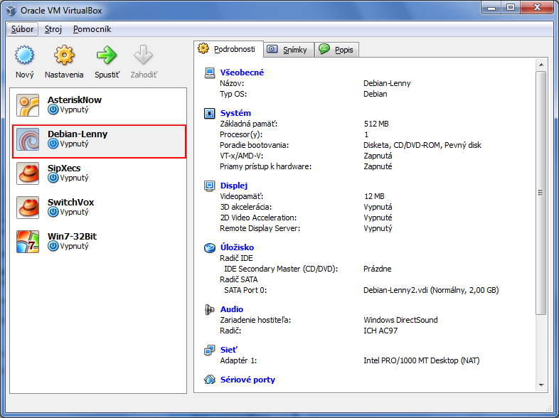 Inštalácia debian servera vo VM VirtualBox