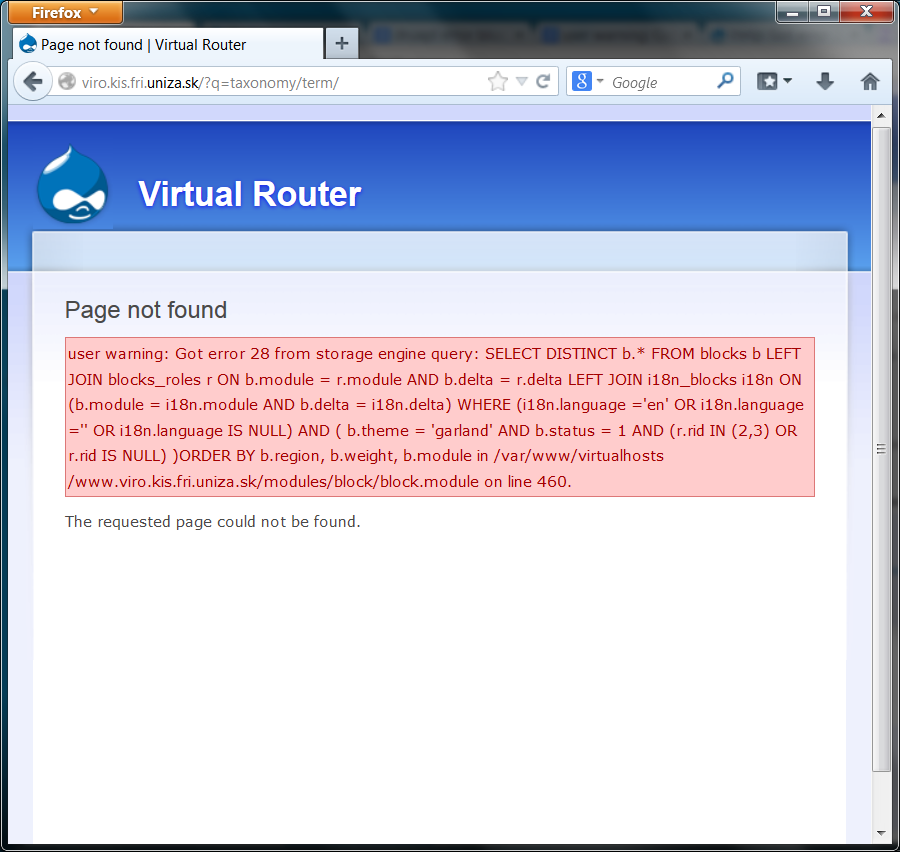 Drupal 6 – Got error 28 from storage engine query